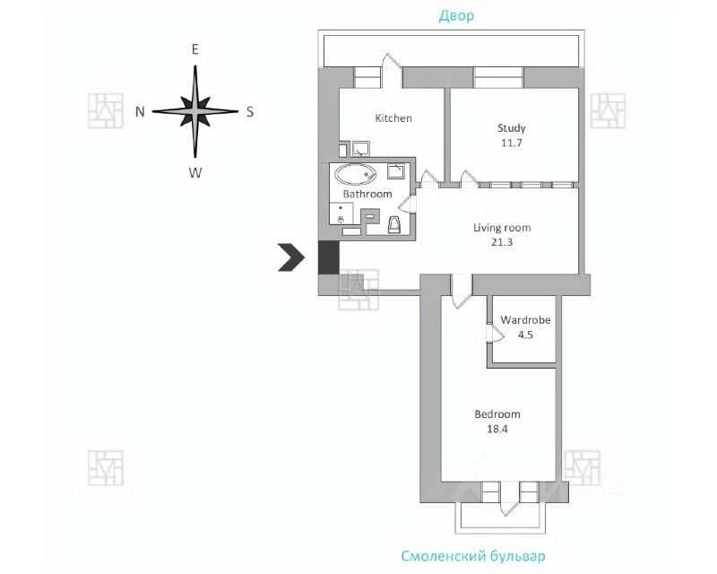 2-комнатная квартира, 70 м² — фотография 2