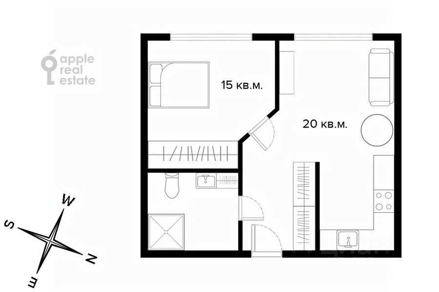 2-комнатная квартира, 55 м² — фотография 2