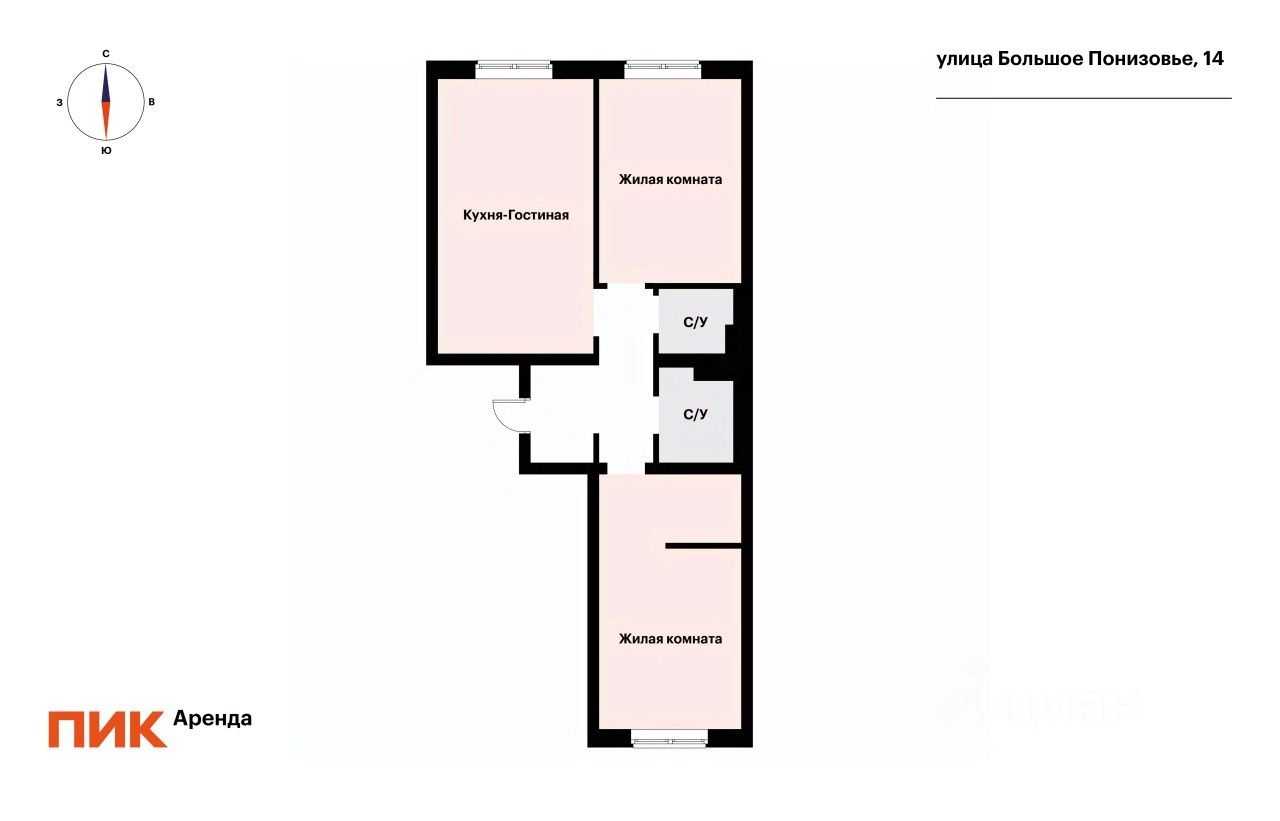 2-комнатная квартира, 69,1 м² — фотография 2