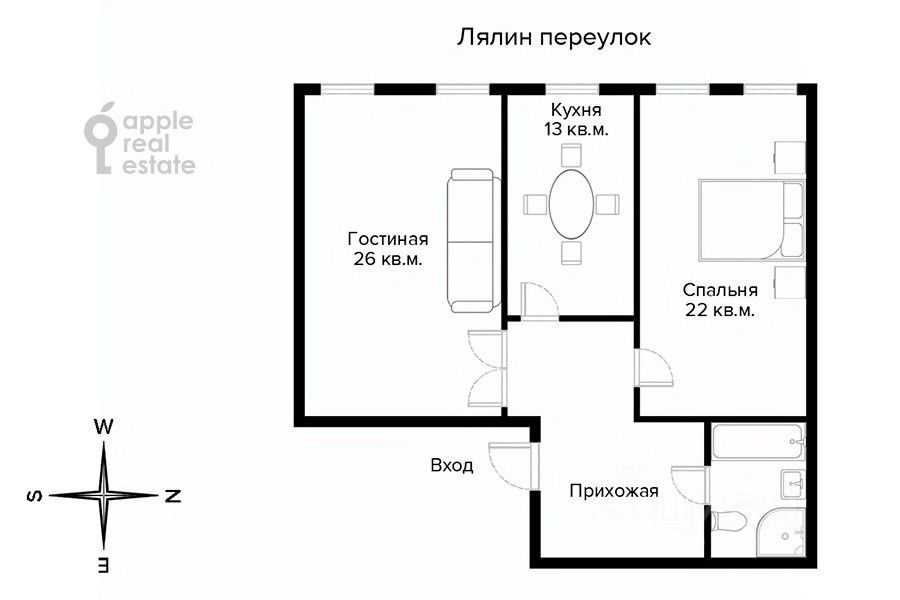 2-комнатная квартира, 84 м² — фотография 2