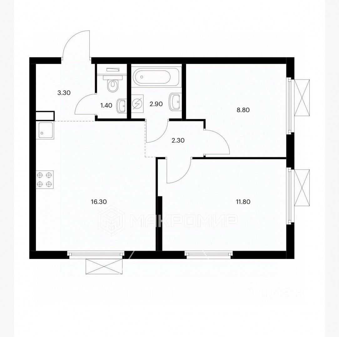 3-комнатная квартира, 48 м² — фотография 2