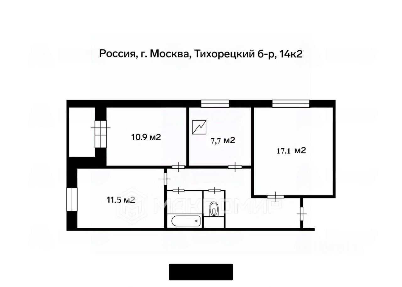 3-комнатная квартира, 61,5 м² — фотография 2