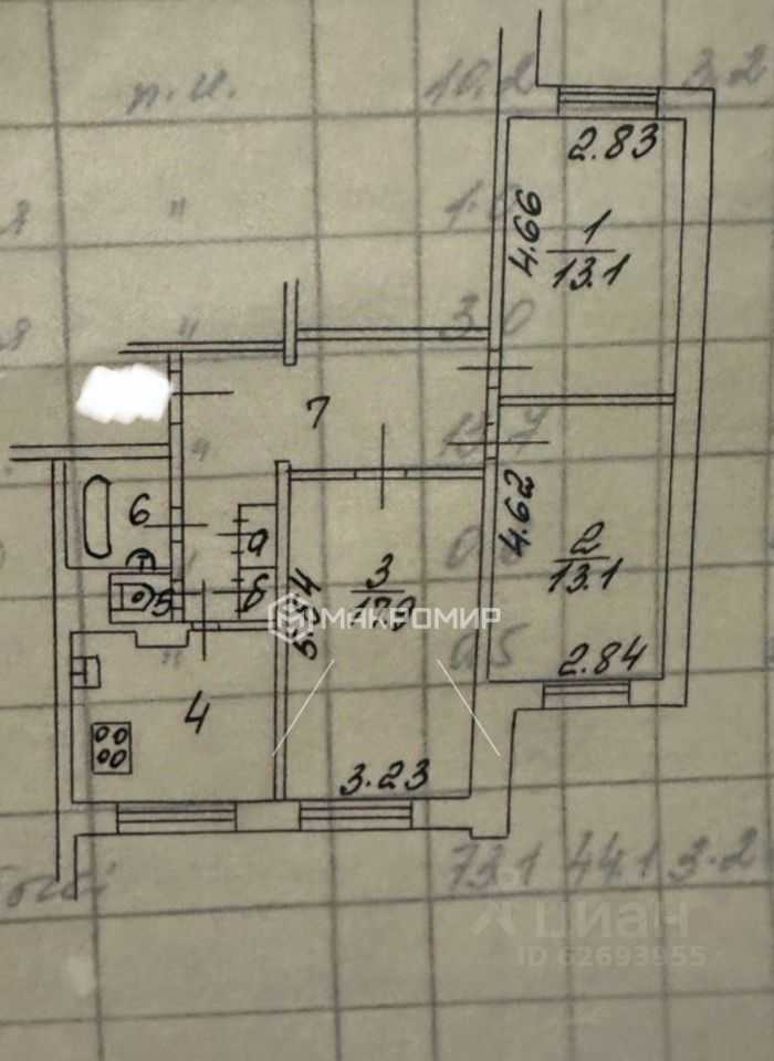 3-комнатная квартира, 76 м² — фотография 2