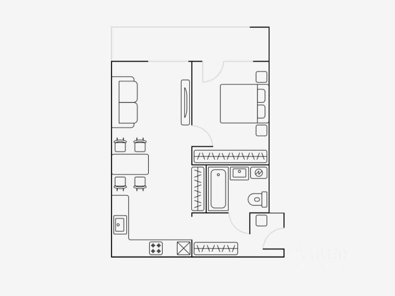 2-комнатная квартира, 57 м² — фотография 2
