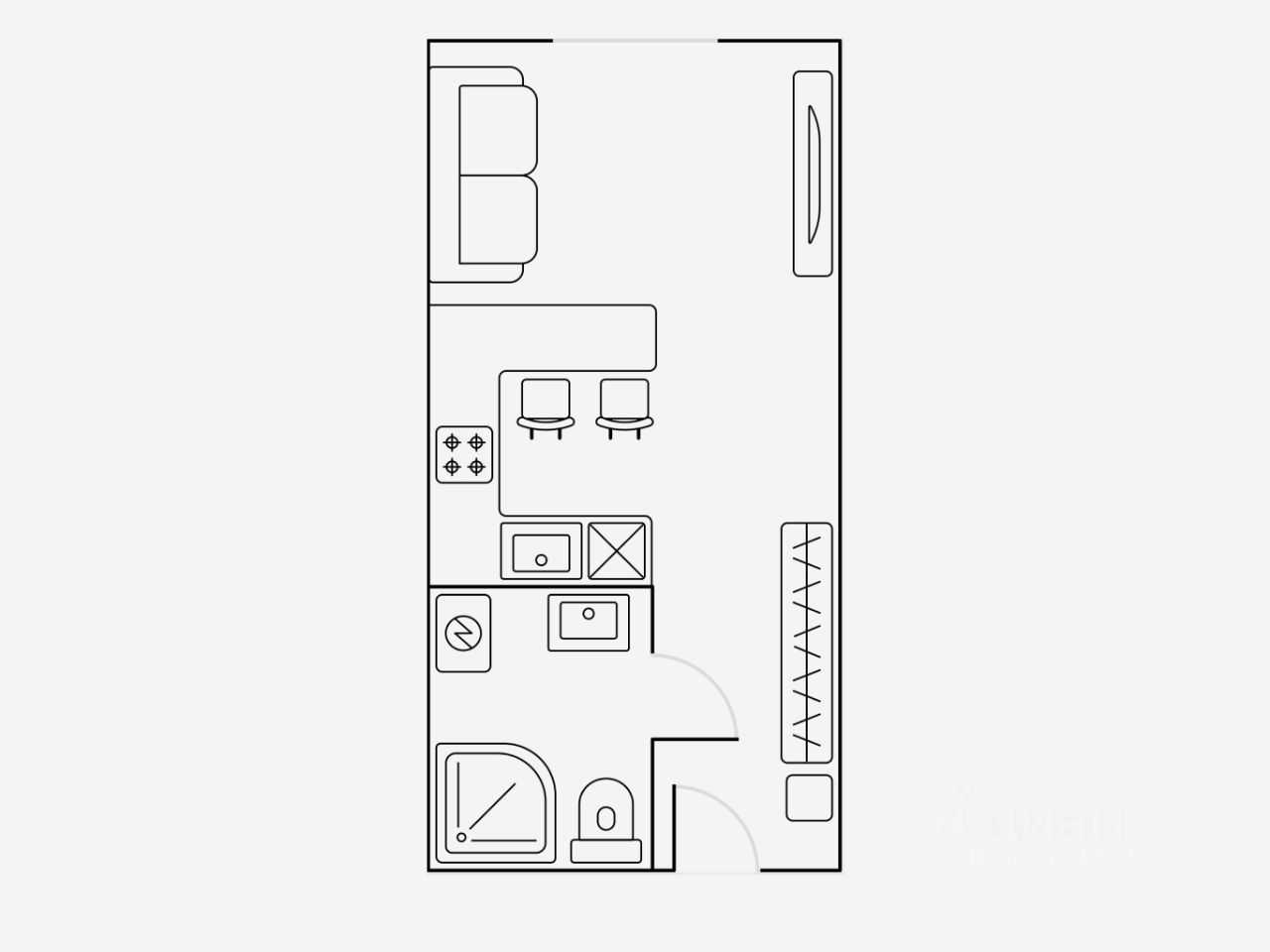 1-комнатная квартира, 34 м² — фотография 2