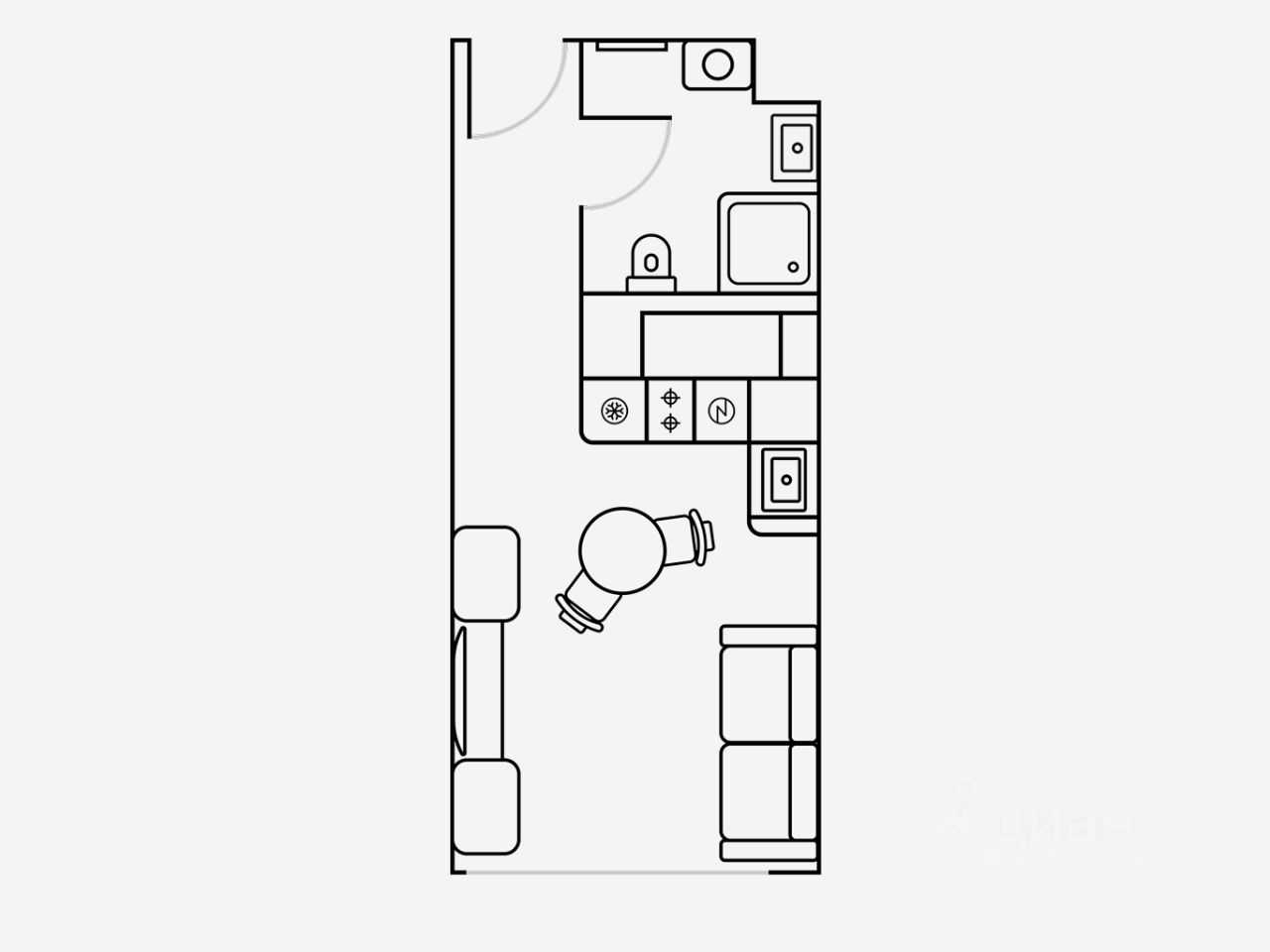 1-комнатная квартира, 24 м² — фотография 2