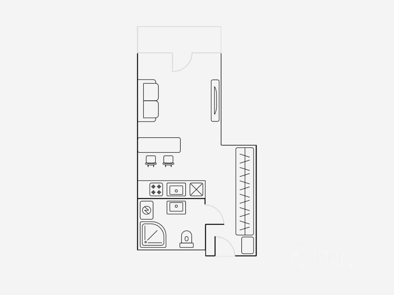 1-комнатная квартира, 26 м² — фотография 2