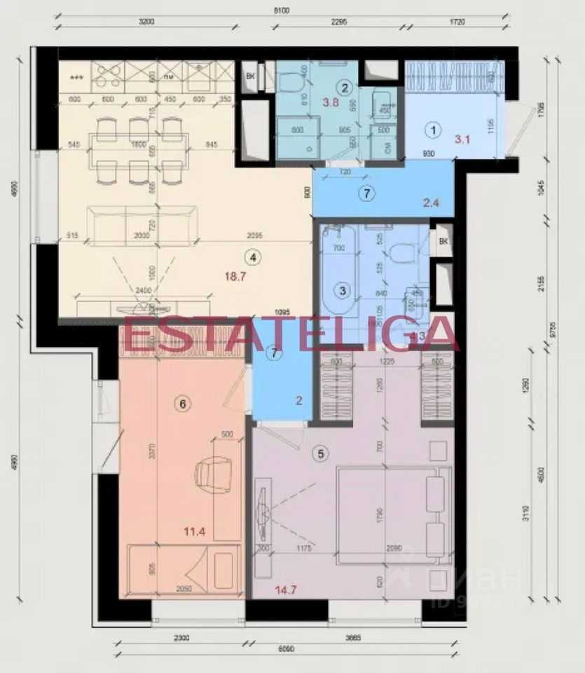 3-комнатная квартира, 65 м² — фотография 2