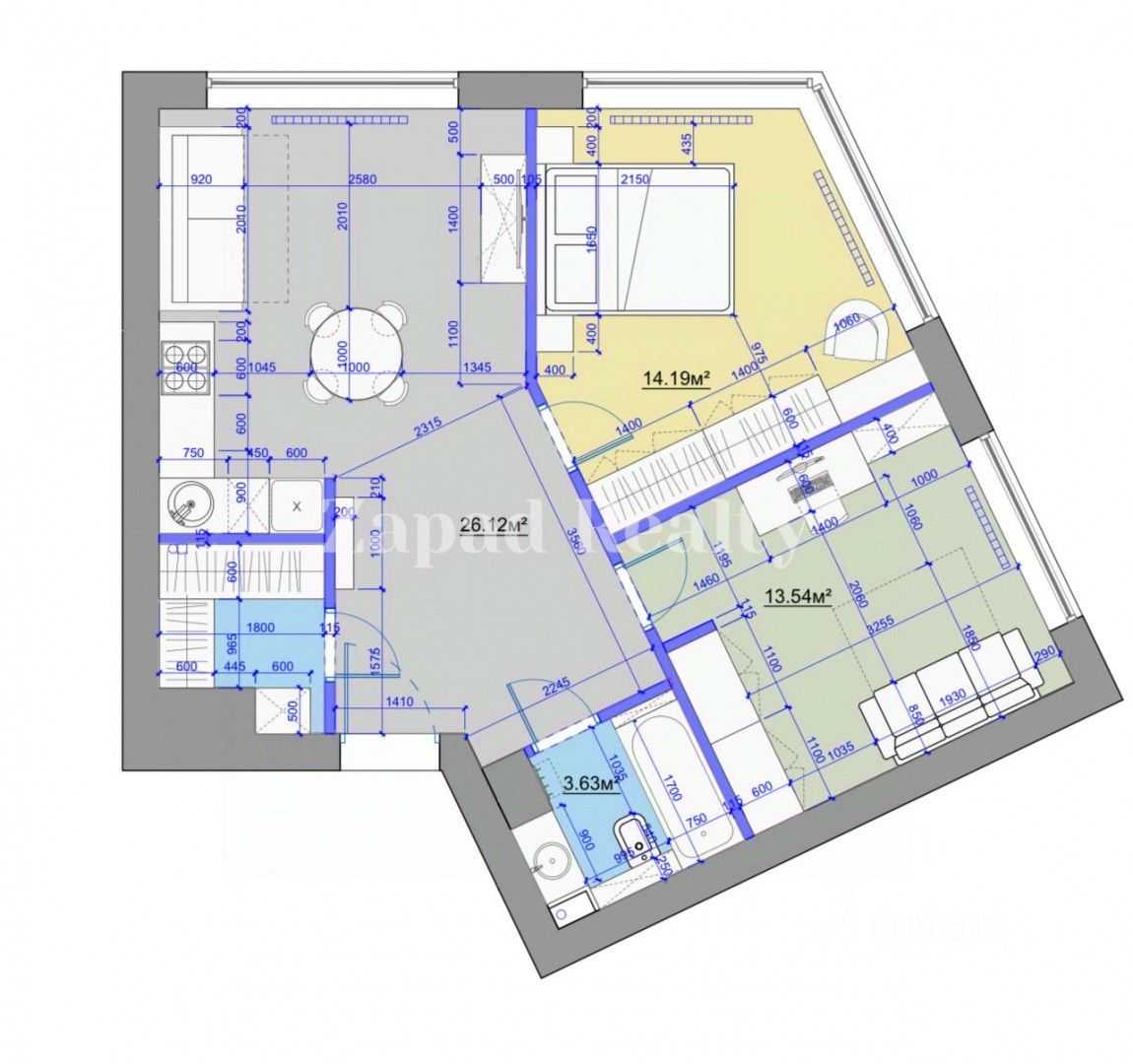 2-комнатная квартира, 62 м² — фотография 2
