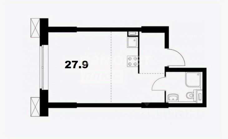 1-комнатная квартира, 27,9 м² — фотография 2