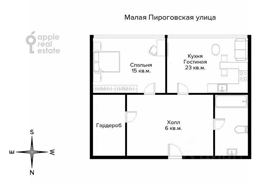 2-комнатная квартира, 55 м² — фотография 2