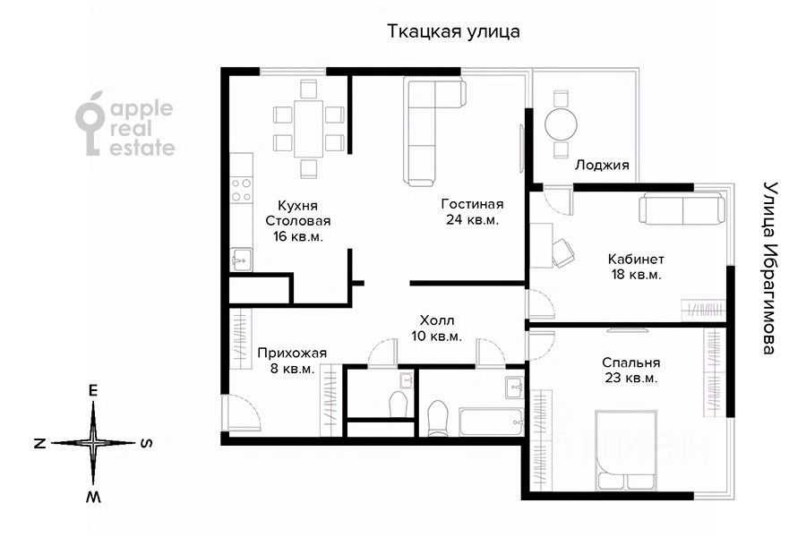 3-комнатная квартира, 120 м² — фотография 2