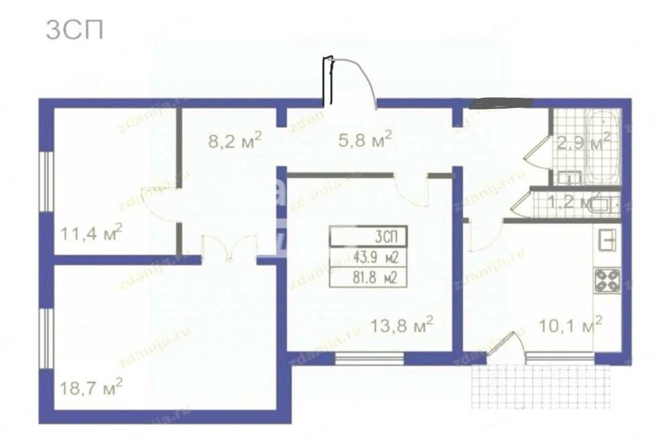 3-комнатная квартира, 77,9 м² — фотография 2