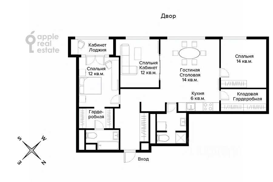 4-комнатная квартира, 110 м² — фотография 2