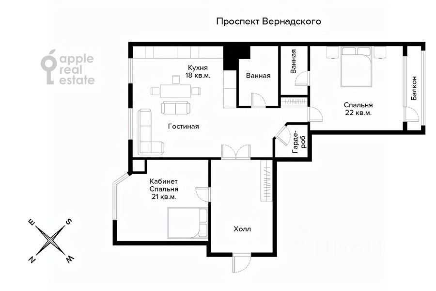 3-комнатная квартира, 120 м² — фотография 2