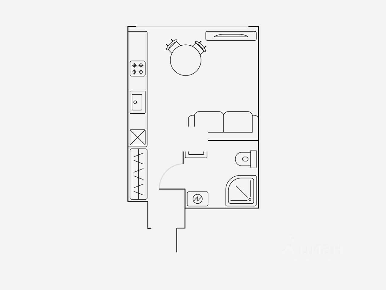 1-комнатная квартира, 28 м² — фотография 2