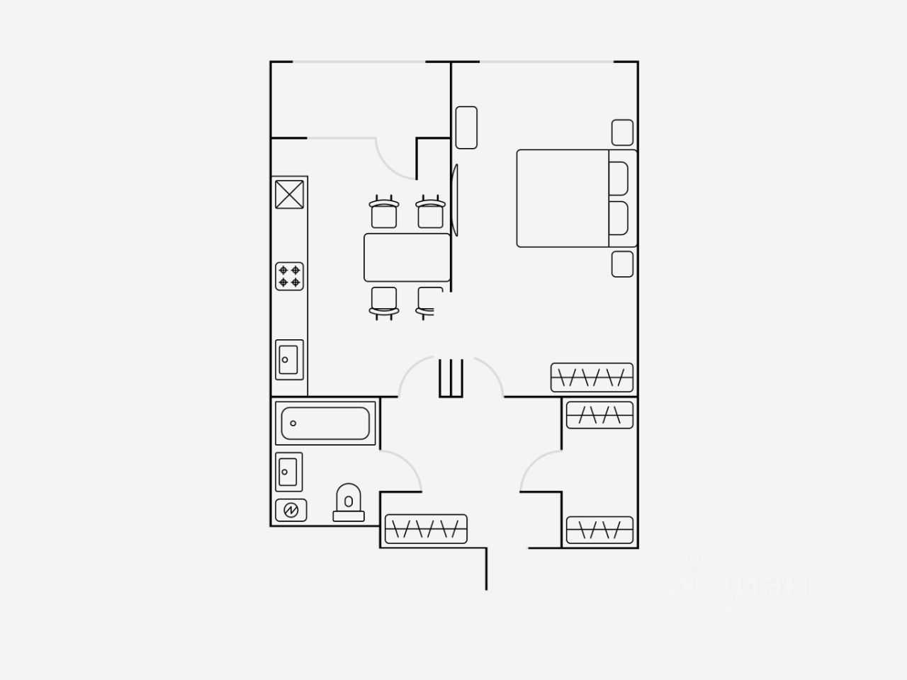 1-комнатная квартира, 43 м² — фотография 2