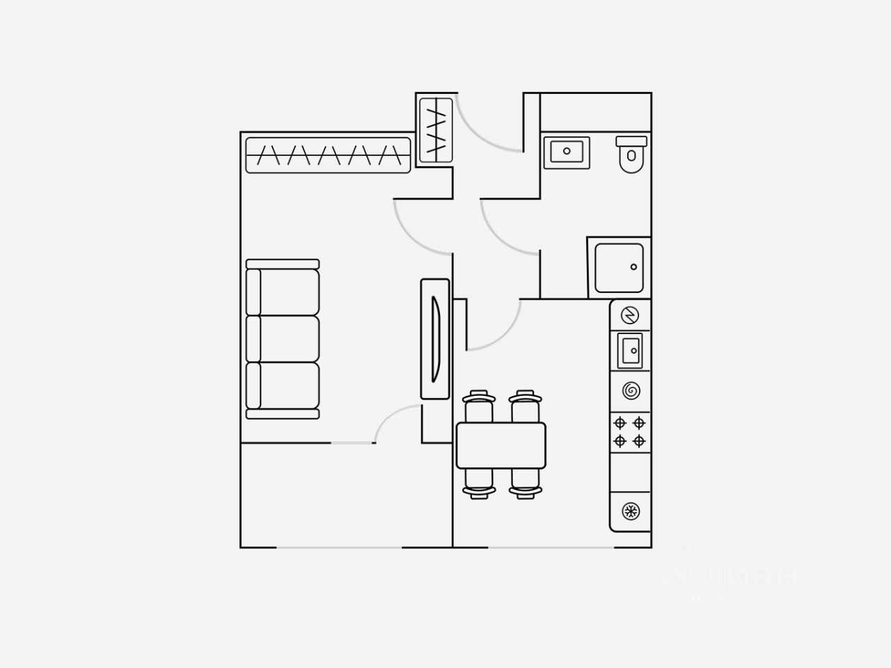 1-комнатная квартира, 35 м² — фотография 2