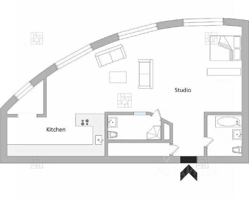 1-комнатная квартира, 105 м² — фотография 2