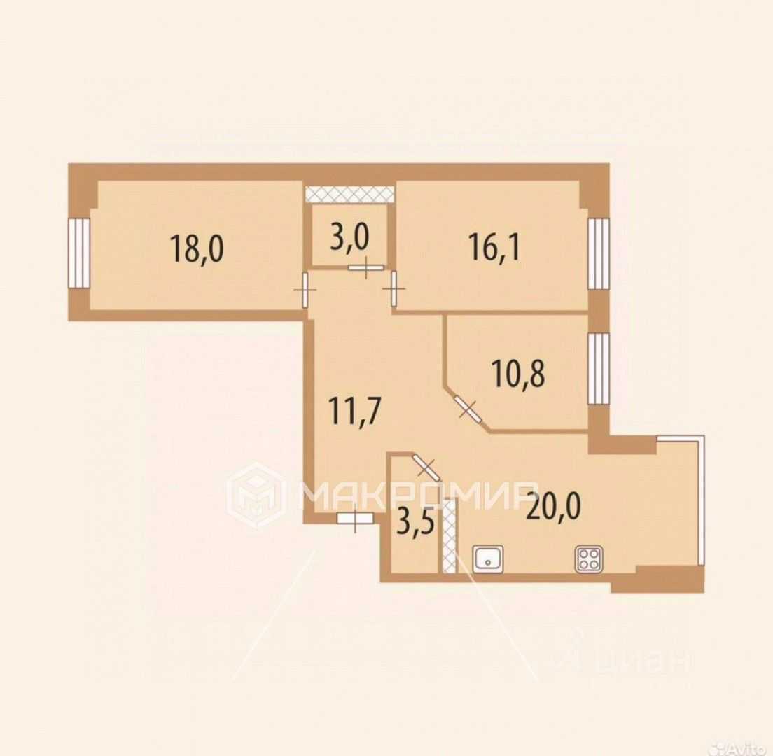 3-комнатная квартира, 83,1 м² — фотография 2
