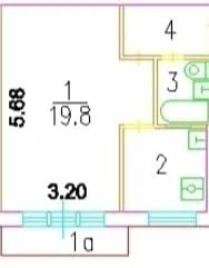 1-комнатная квартира, 32 м² — фотография 2