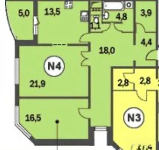 2-комнатная квартира, 89,1 м²