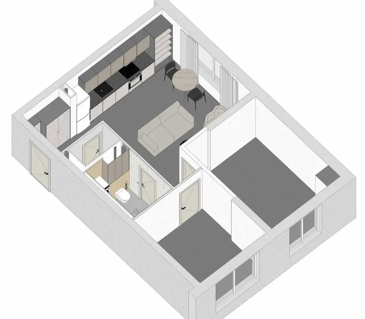 2-комнатная квартира, 56 м² — фотография 2