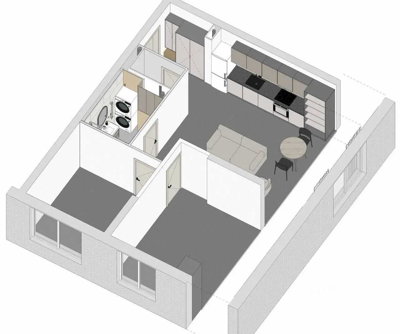 2-комнатная квартира, 56 м²