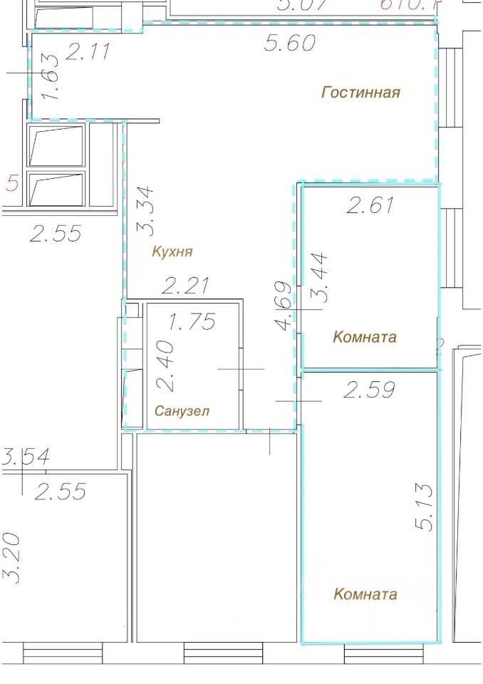 3-комнатная квартира, 57 м² — фотография 2