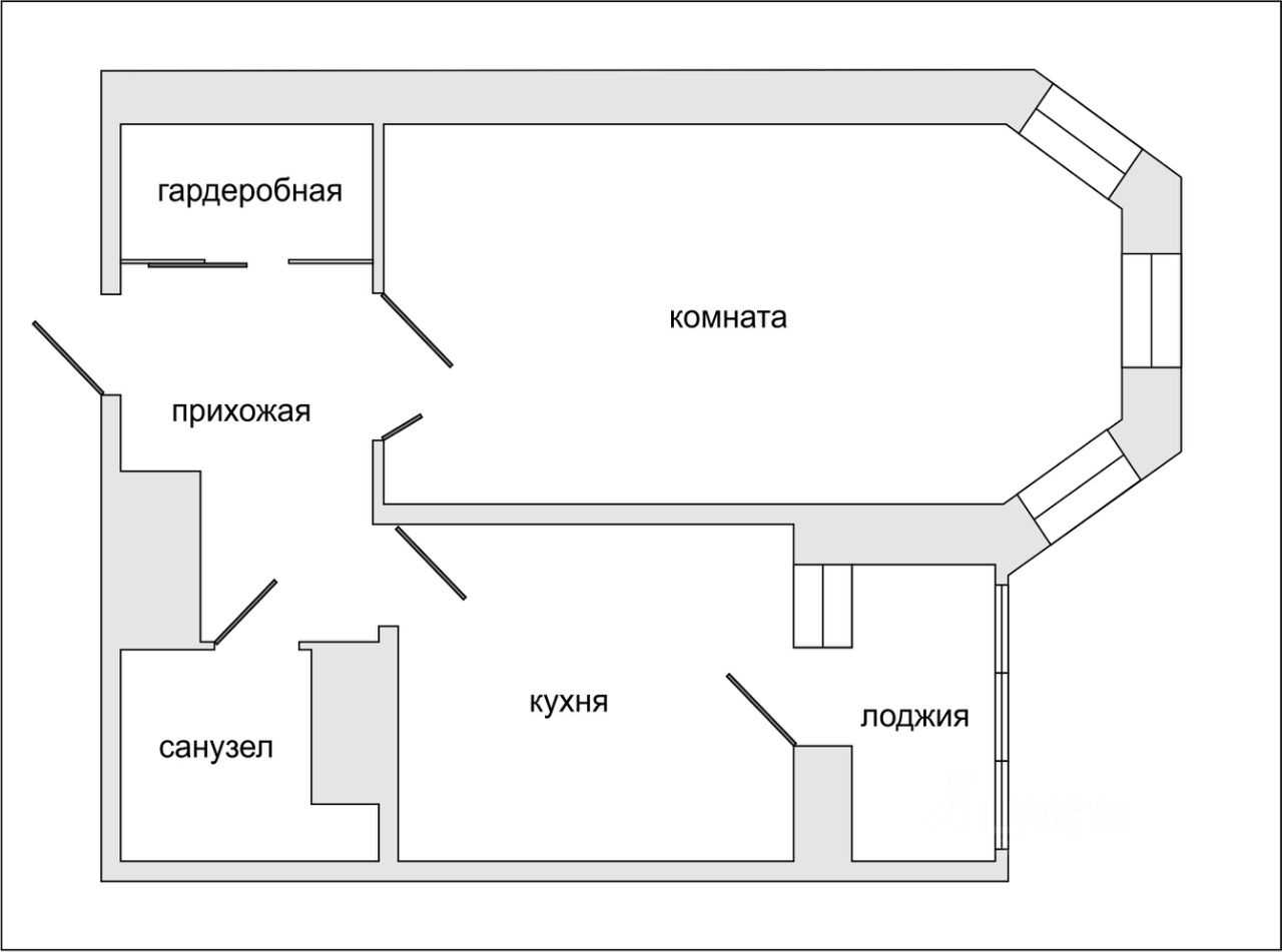 1-комнатная квартира, 45,9 м²