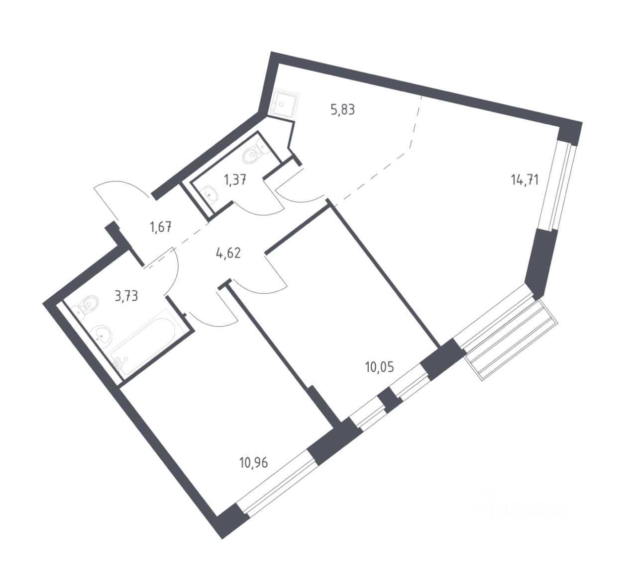 3-комнатная квартира, 53 м² — фотография 2