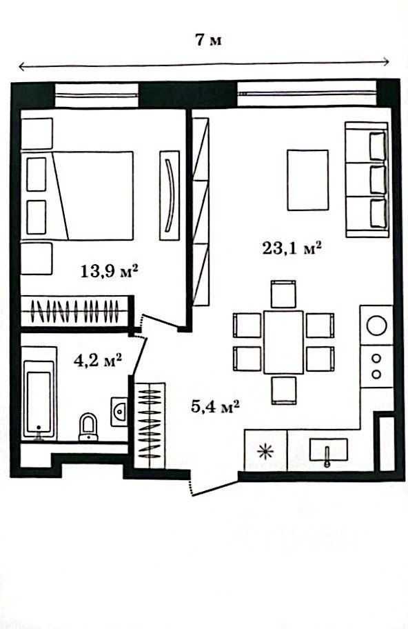 2-комнатная квартира, 33,1 м² — фотография 2