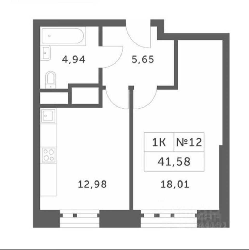 1-комнатная квартира, 41,6 м² — фотография 2