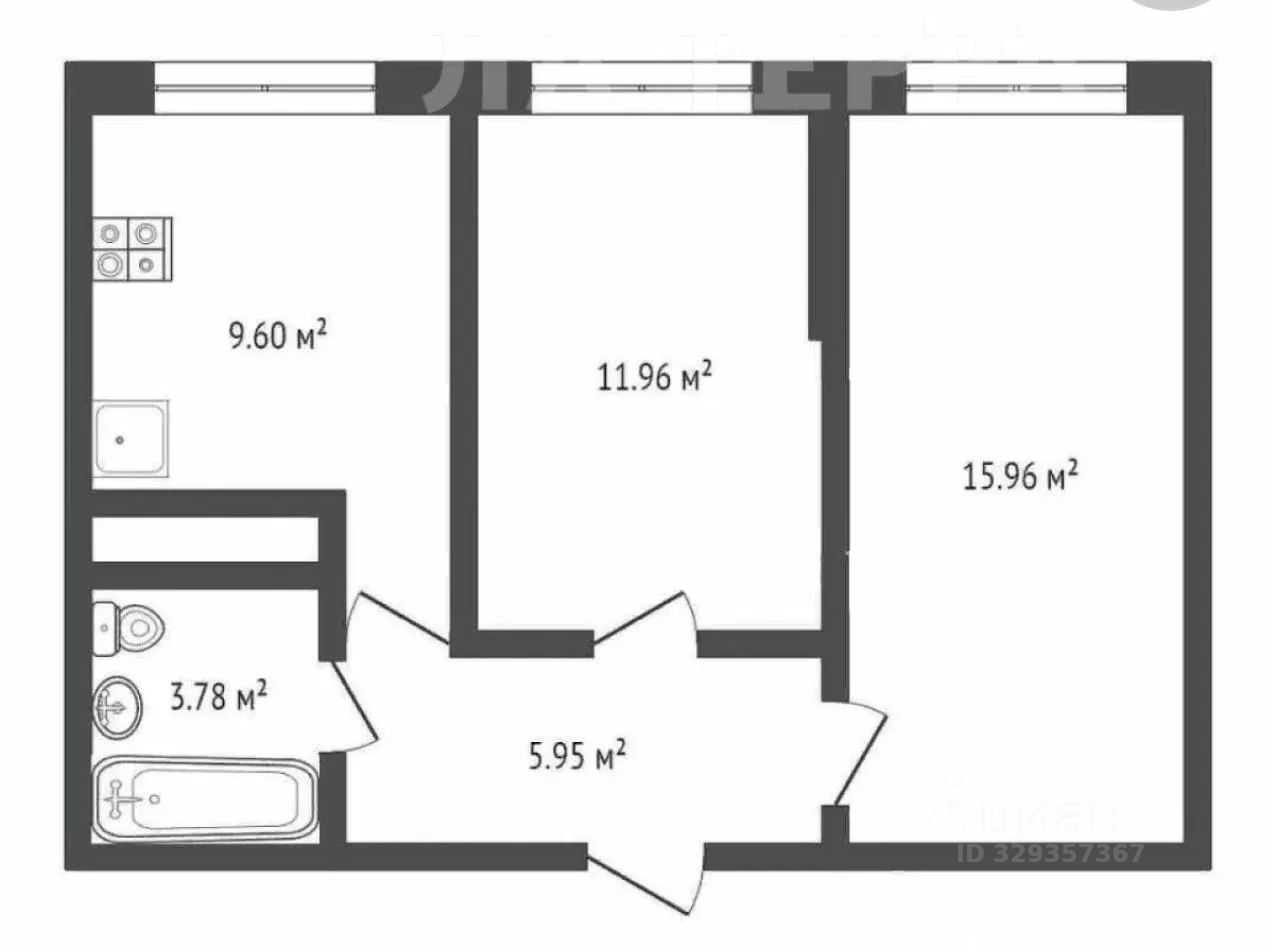 2-комнатная квартира, 46,6 м² — фотография 2