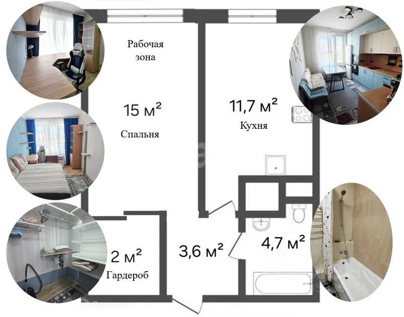 1-комнатная квартира, 36 м² — фотография 2
