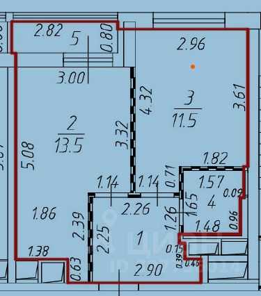 1-комнатная квартира, 35,4 м²
