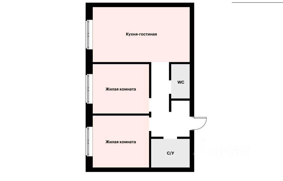 2-комнатная квартира, 57,6 м² — фотография 2