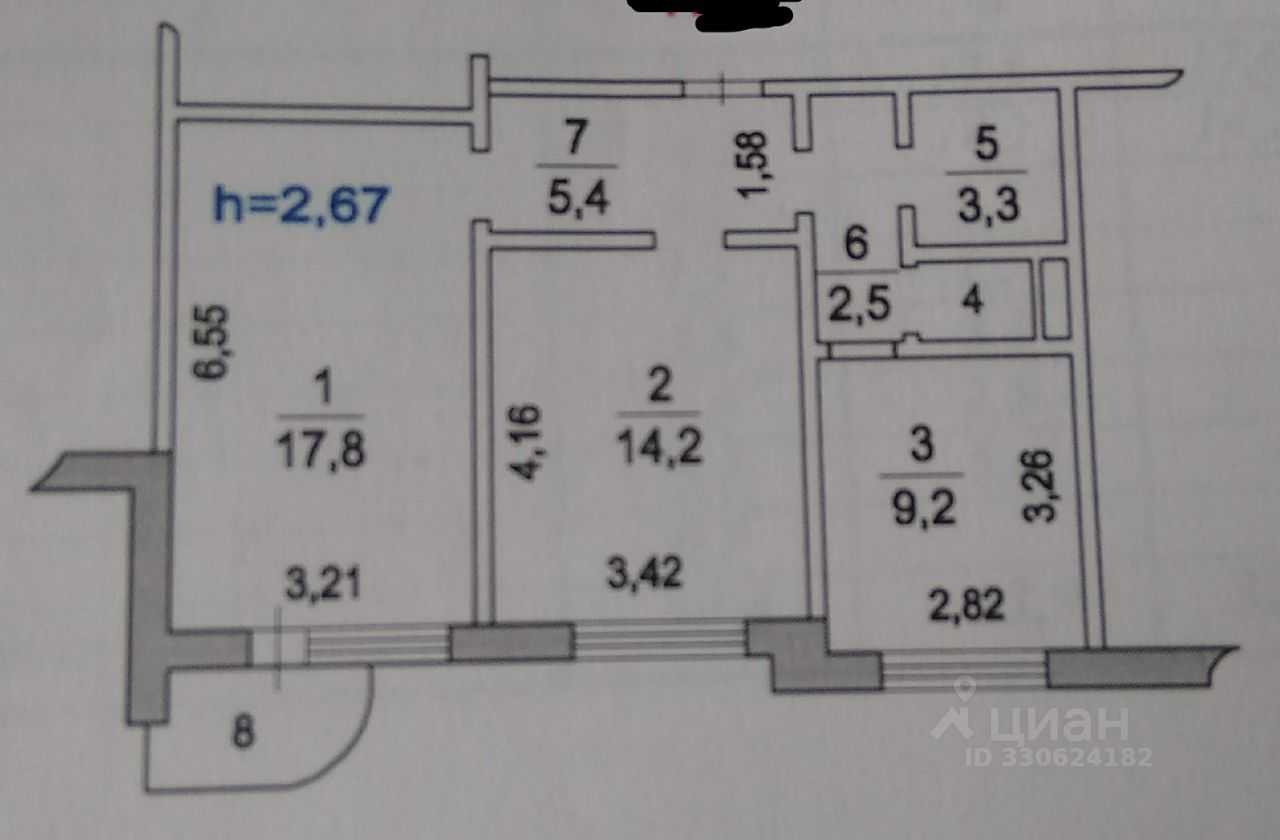 2-комнатная квартира, 54,6 м² — фотография 2