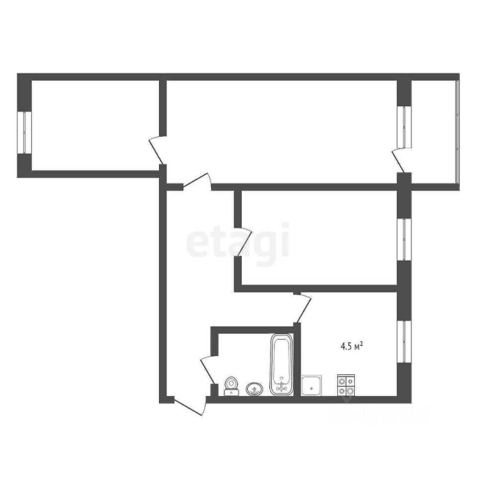 3-комнатная квартира, 62 м² — фотография 2