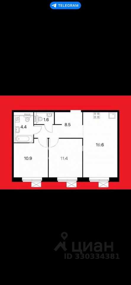 3-комнатная квартира, 56 м² — фотография 2