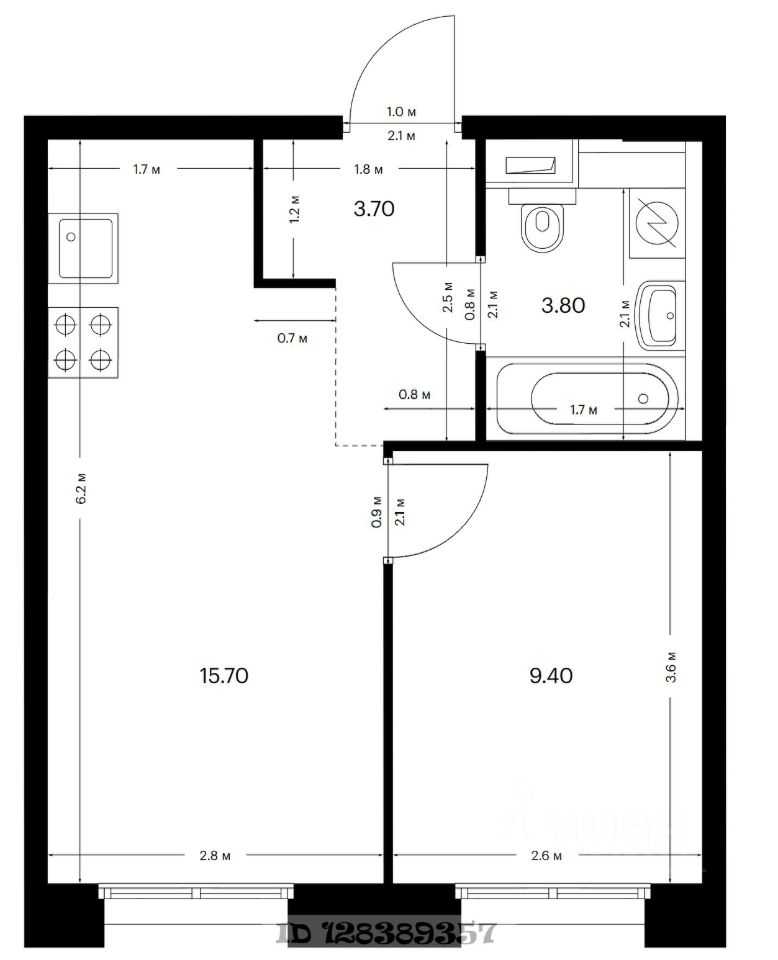 2-комнатная квартира, 32 м² — фотография 2