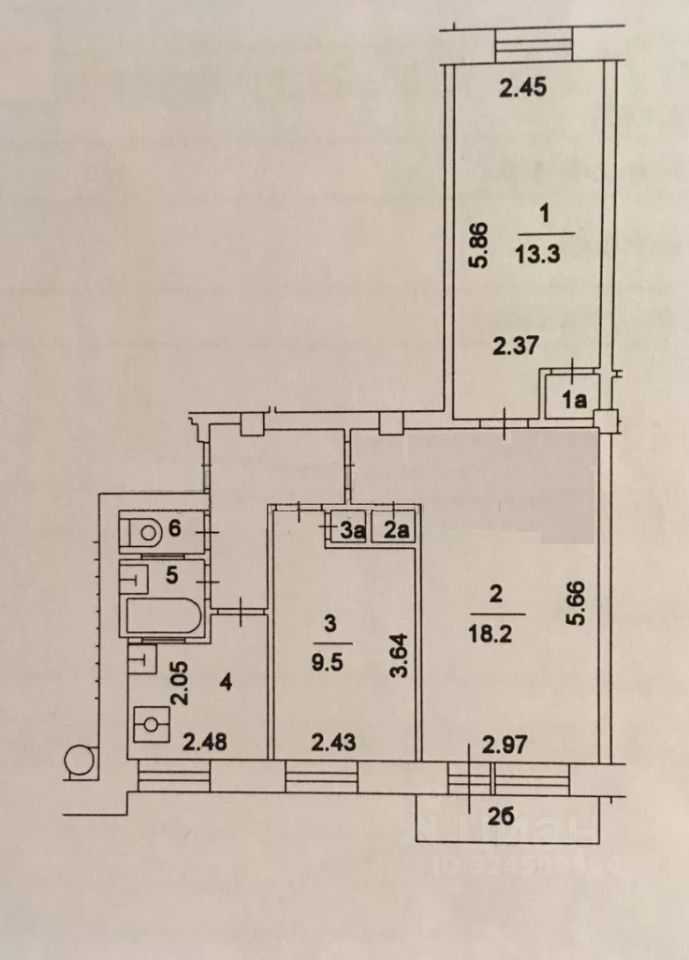 3-комнатная квартира, 57,1 м²