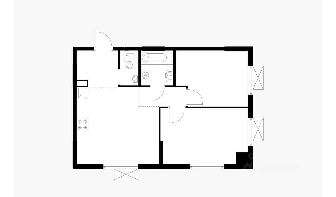 2-комнатная квартира, 54 м² — фотография 3