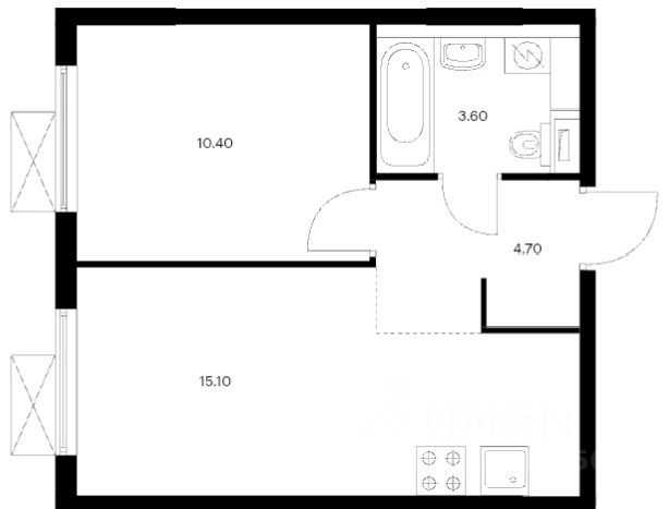 2-комнатная квартира, 34 м² — фотография 2