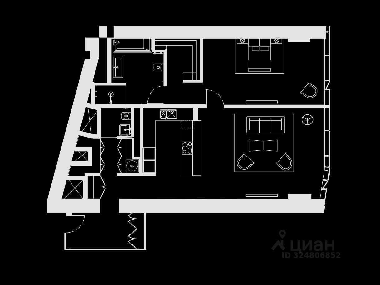 2-комнатная квартира, 80 м² — фотография 2