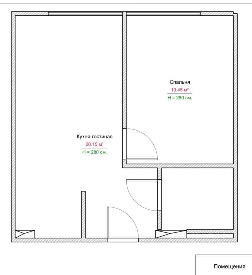 2-комнатная квартира, 36 м²
