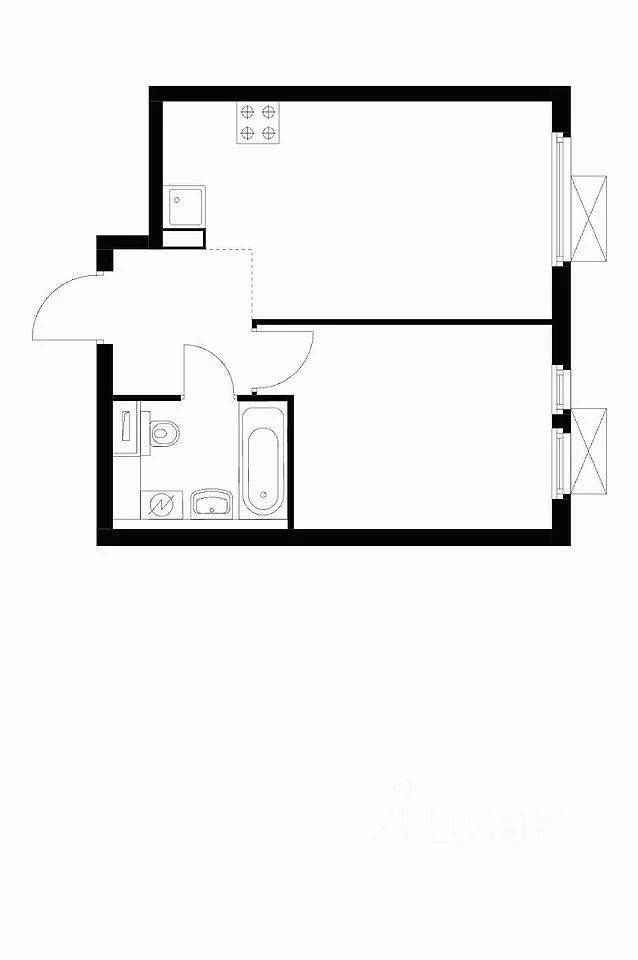 1-комнатная квартира, 35 м²
