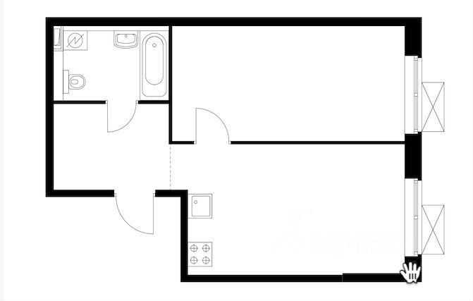 2-комнатная квартира, 45 м² — фотография 3