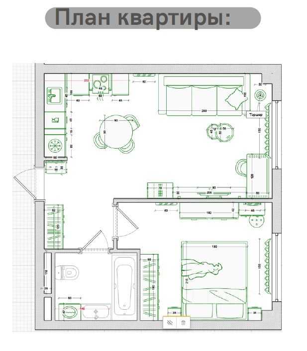 1-комнатная квартира, 40 м²