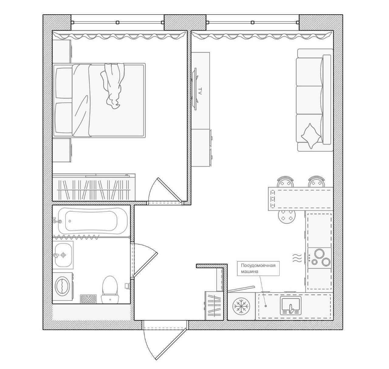 1-комнатная квартира, 35,9 м² — фотография 2